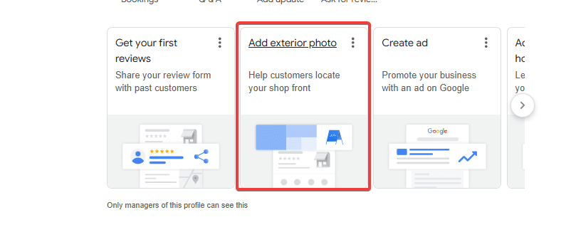 Add exterior photo on Google Business Profile 